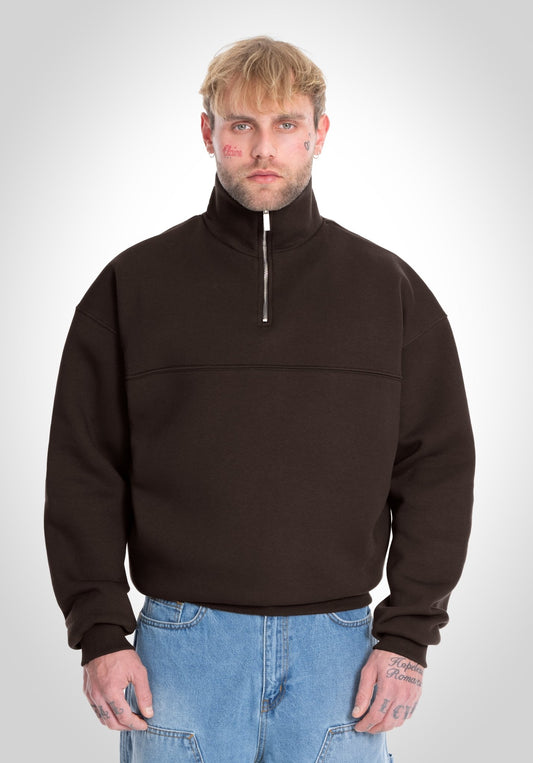 Half Zip - Brown (Braun) – Hoodies von Straight Outta Cotton