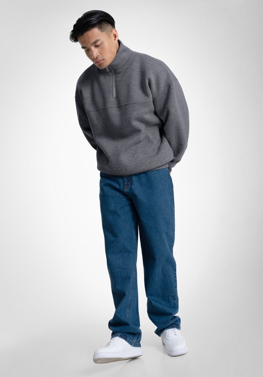 Half Zip - Dark Melange (Grau) – Hoodies von Straight Outta Cotton