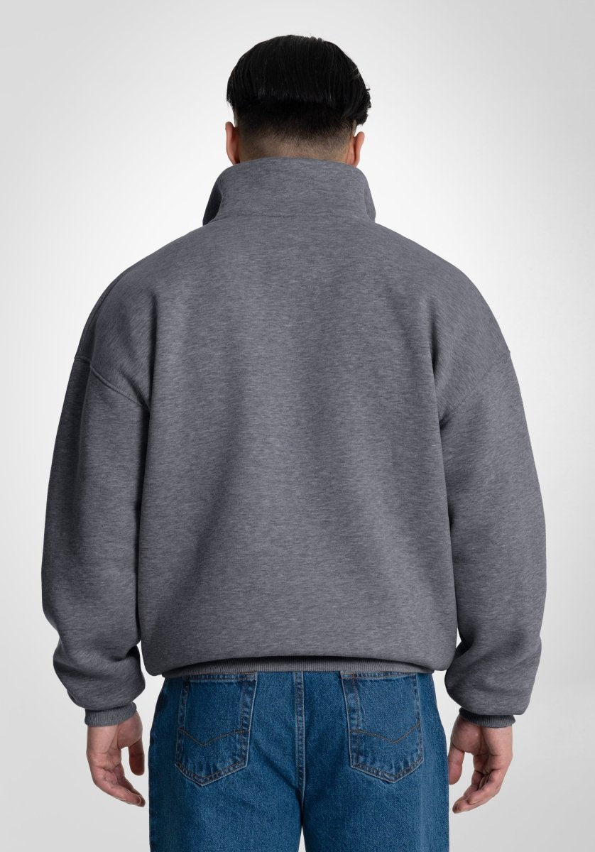 Half Zip - Dark Melange (Grau) – Hoodies von Straight Outta Cotton