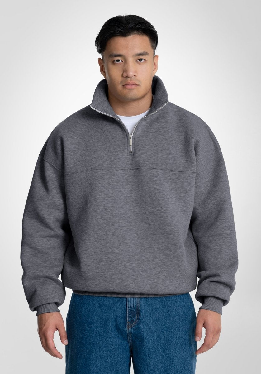 Half Zip - Dark Melange (Grau) – Hoodies von Straight Outta Cotton