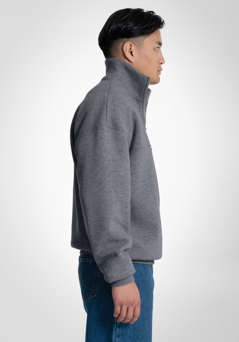 Half Zip - Dark Melange (Grau) – Hoodies von Straight Outta Cotton