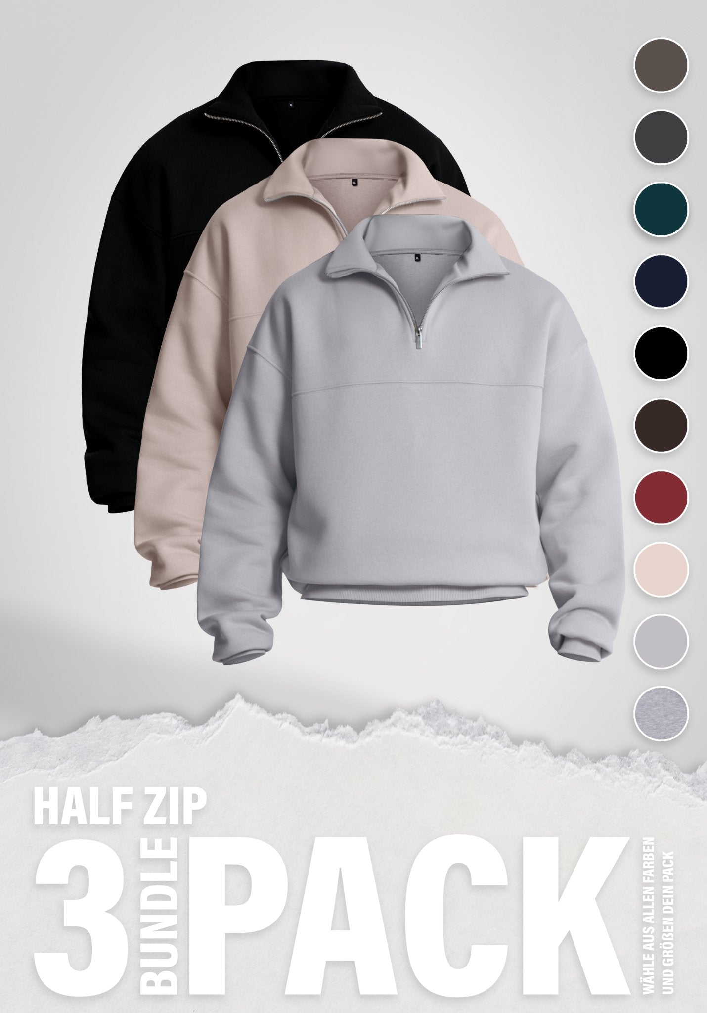 Half Zip Hoodie 3er Pack () – von Straight Outta Cotton