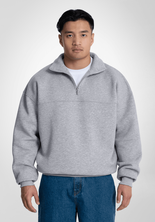 Half Zip - Melange Grey (Grau) – Hoodies von Straight Outta Cotton