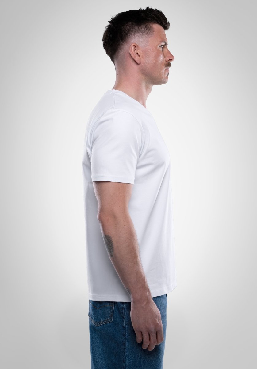 Heavy Regular V - Neck Tee - White (Weiß) – T-shirt's von Straight Outta Cotton