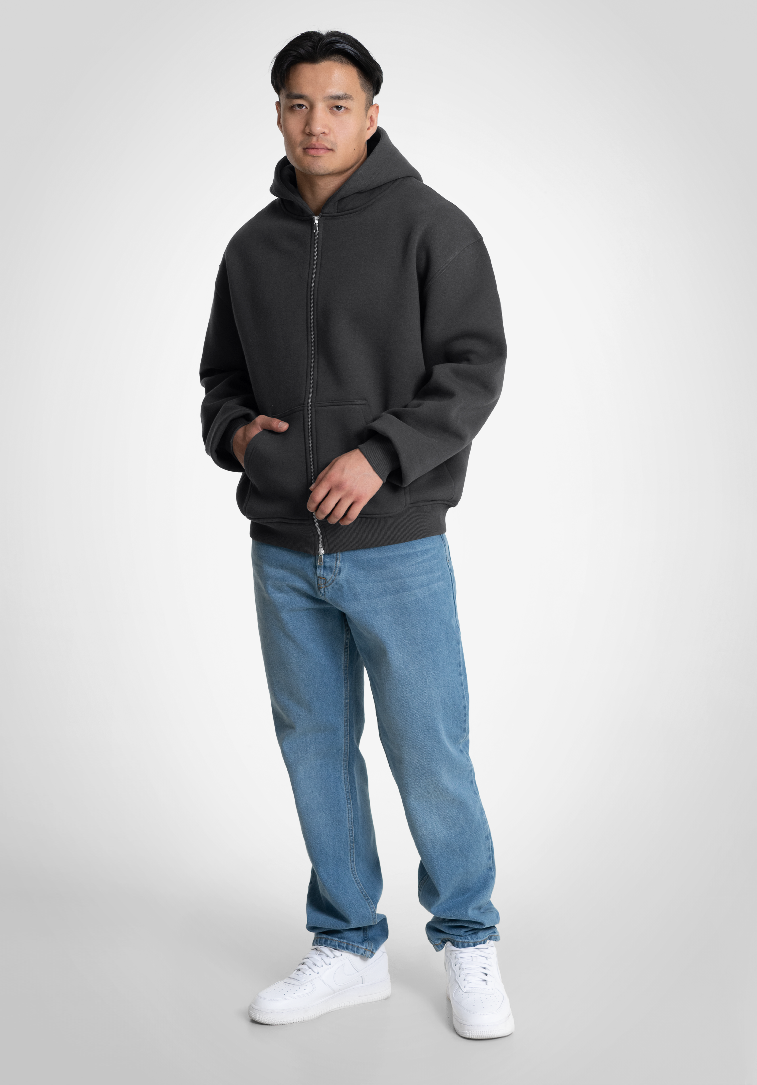 Full Zip Oversize Hoodie - Slate Grey