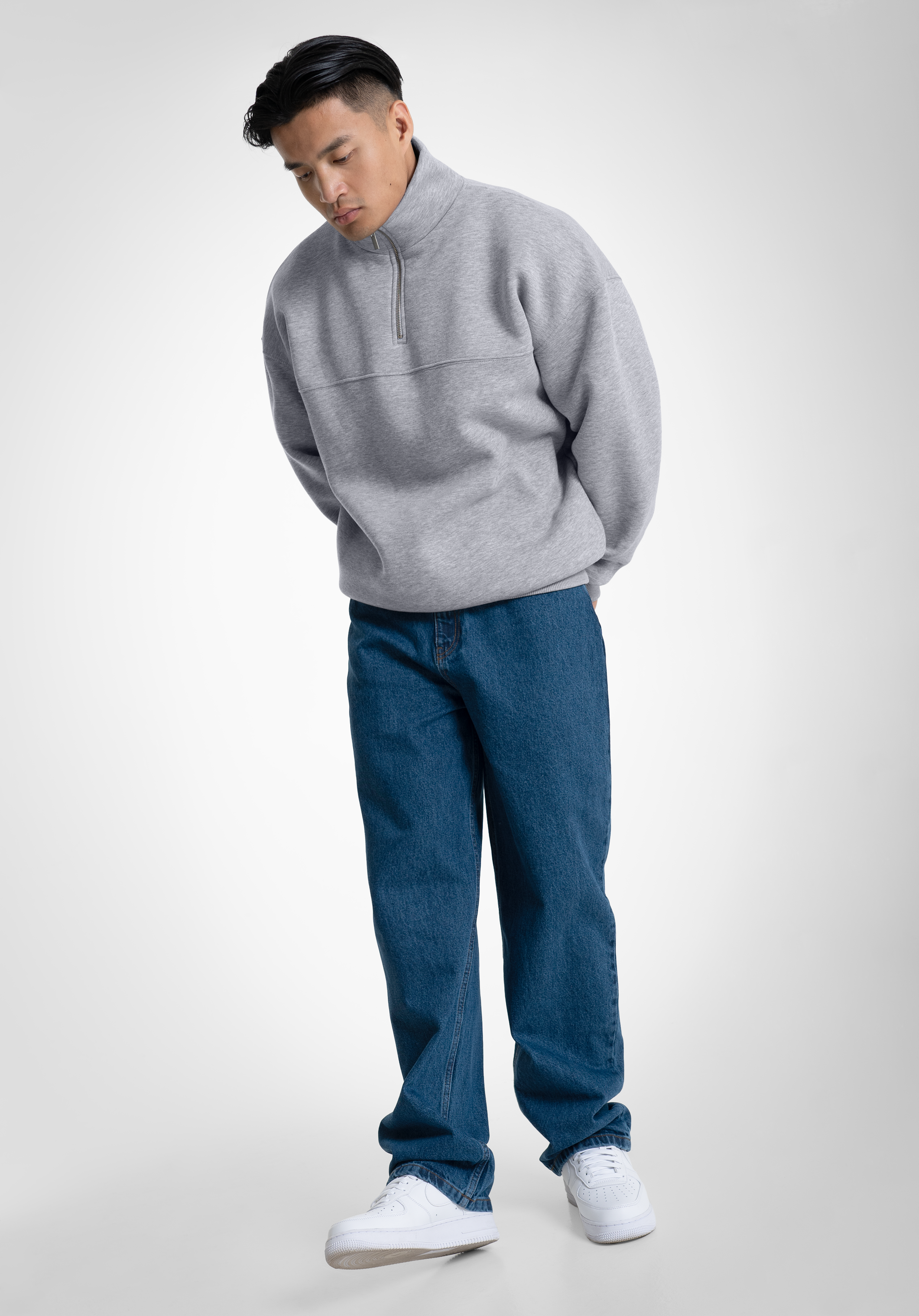 Half Zip - Melange Grey
