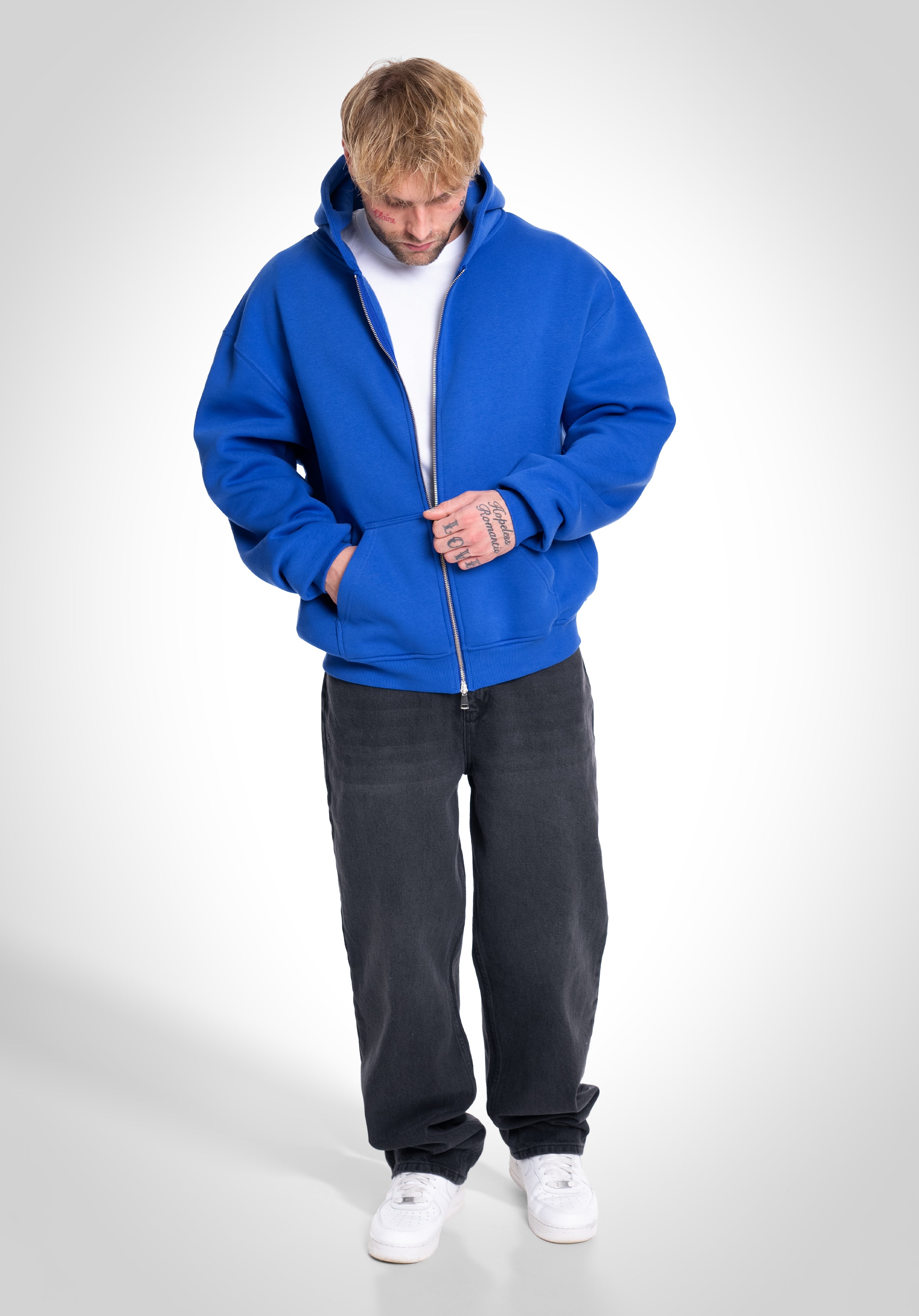 Full Zip Oversize Hoodie - East Blue