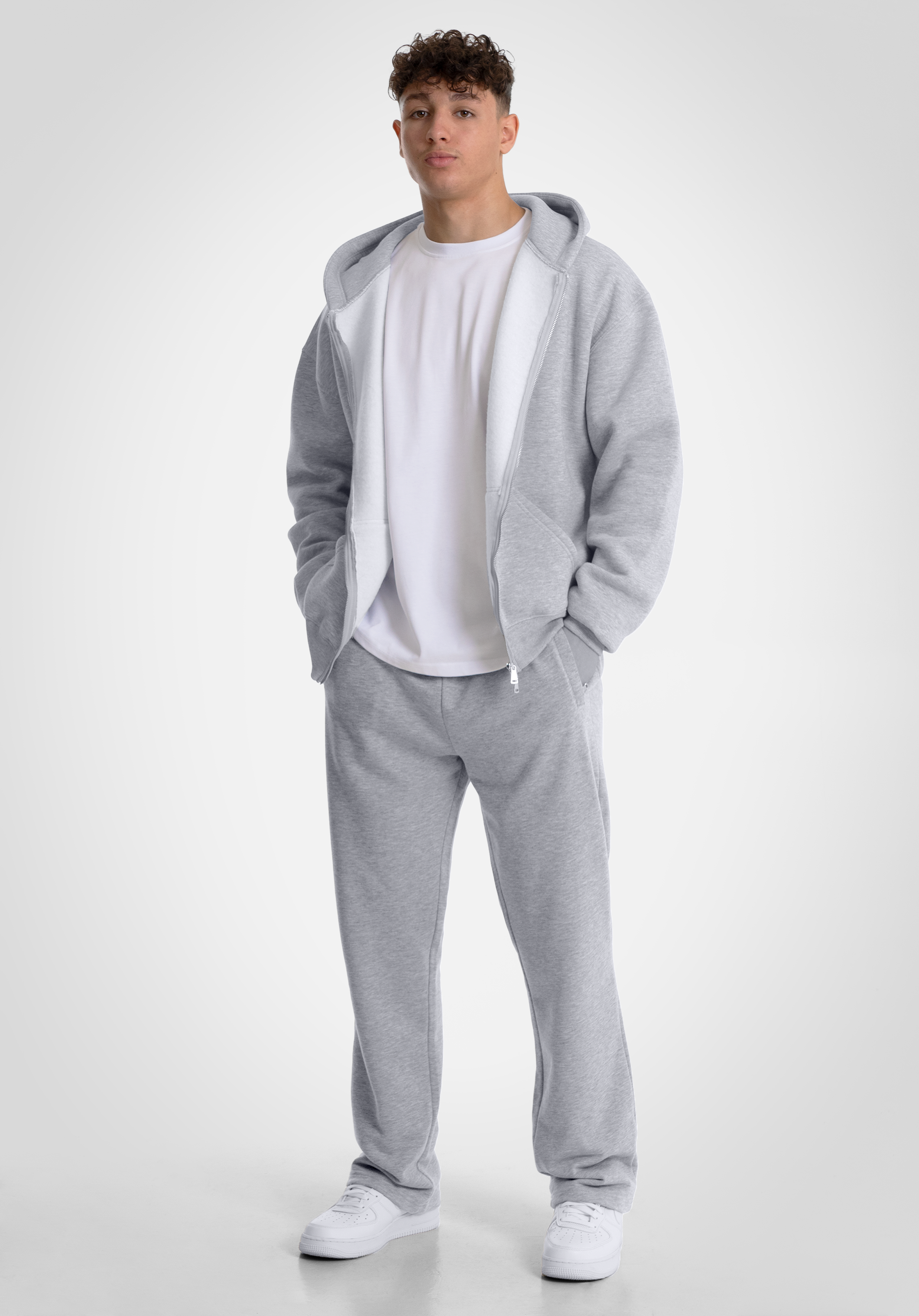 Full Zip Oversize Hoodie - Melange Grey