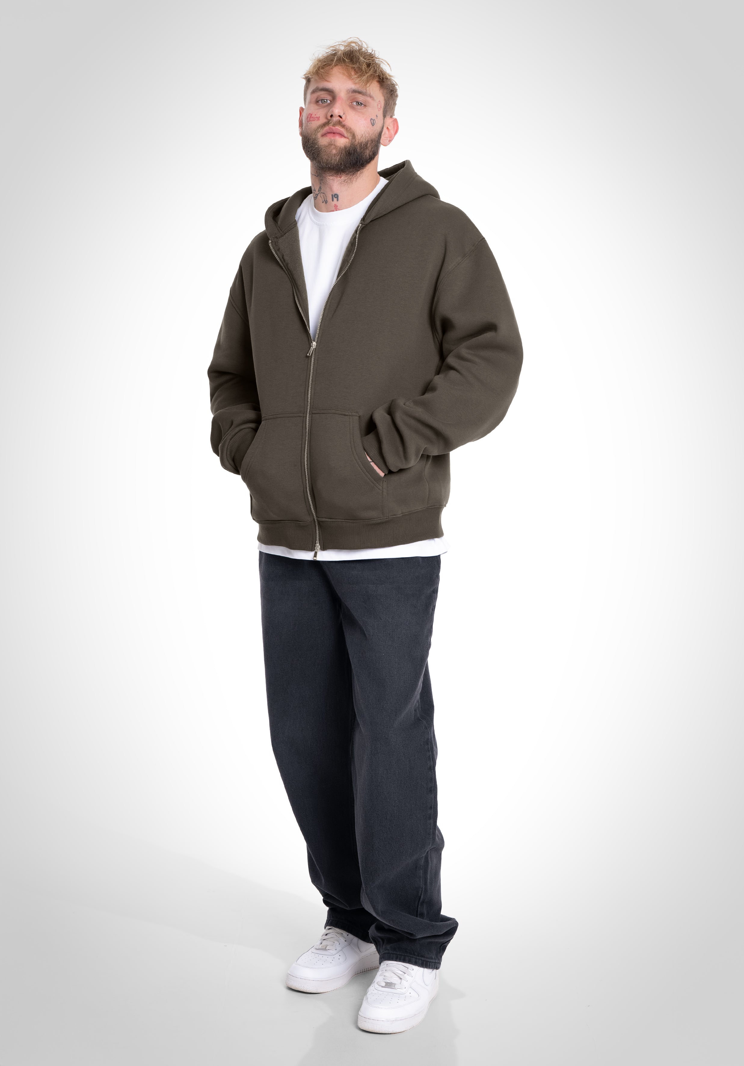 Full Zip Oversize Hoodie - Olive