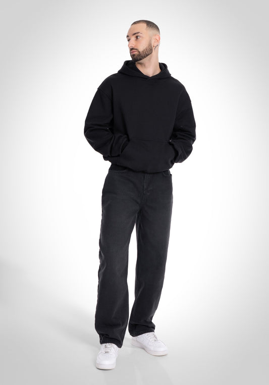 Oversize Hoodie - 500 GSM French Terry 100% Cotton - Black (Schwarz) – Hoodies von Straight Outta Cotton