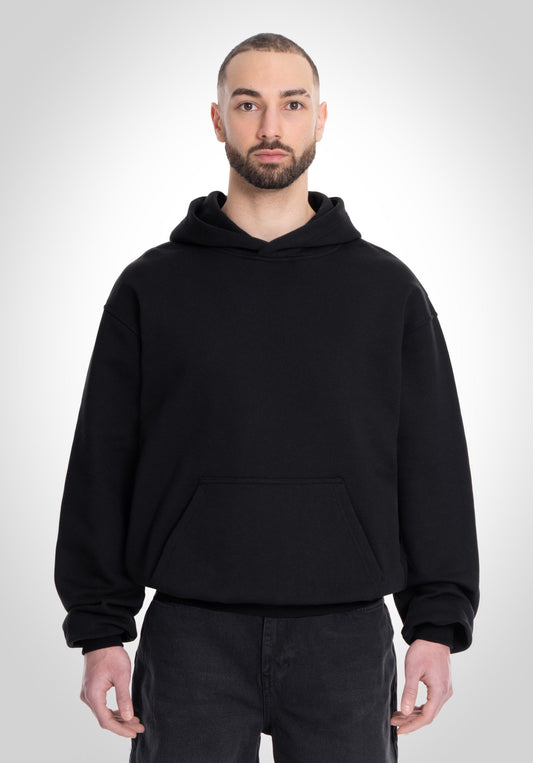 Oversize Hoodie - 500 GSM French Terry 100% Cotton - Black (Schwarz) – Hoodies von Straight Outta Cotton