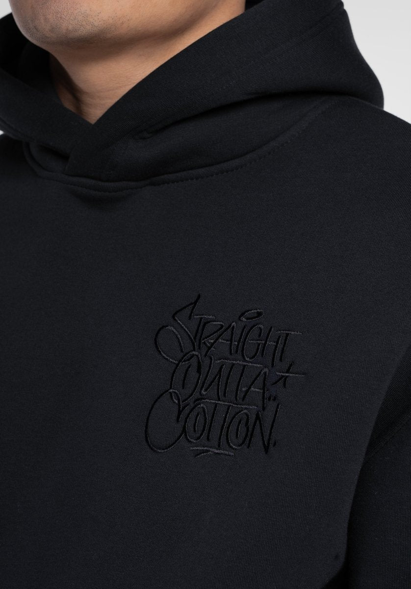 Oversize Hoodie Store Edition - Black on Black (Schwarz) – Hoodies von Straight Outta Cotton