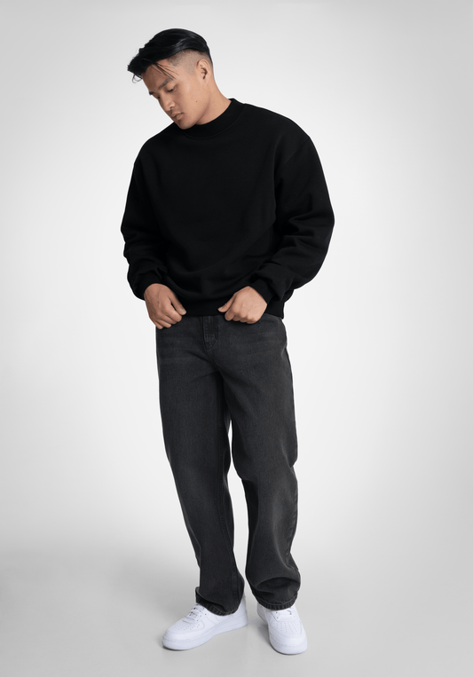 Oversize Sweater - Black (Schwarz) – Oversize Sweater von Straight Outta Cotton