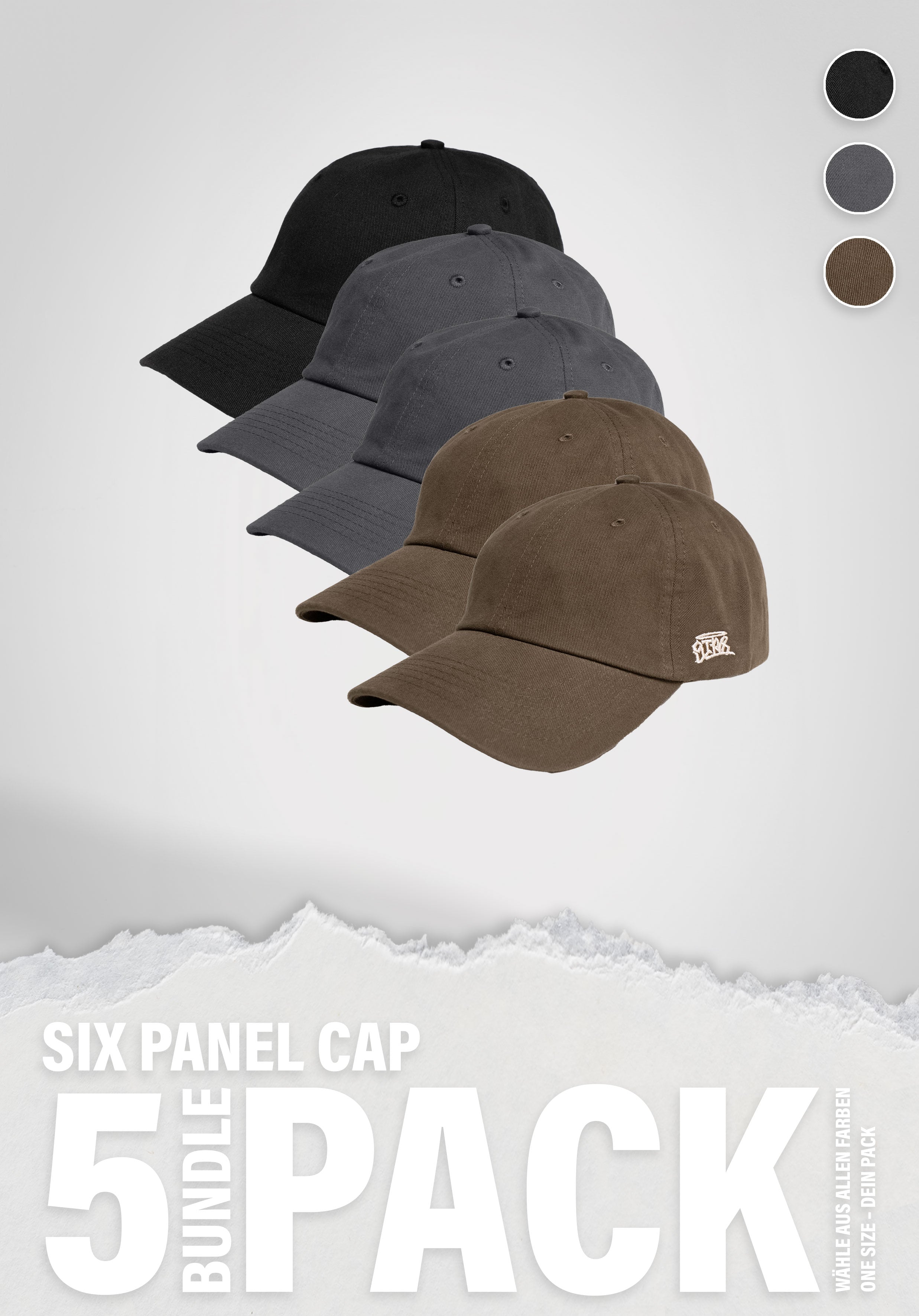 6 Panel Cap 5er Pack