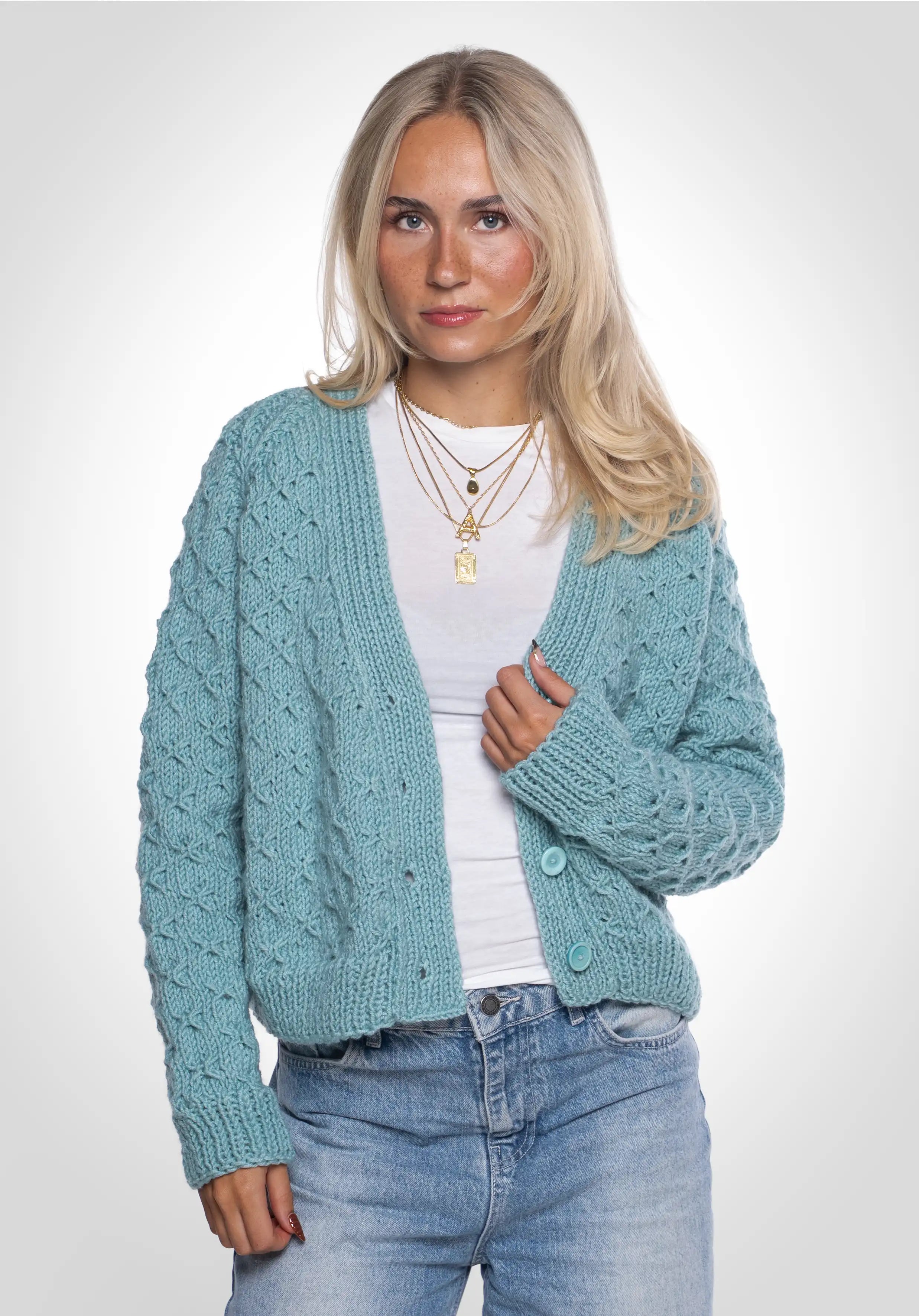 Handcrafted Knit Jacket - Turquoise