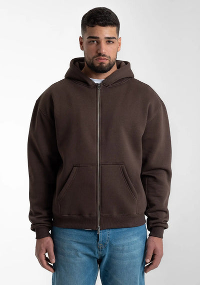 Full Zip Oversize Hoodie - Brown Straight Outta Cotton