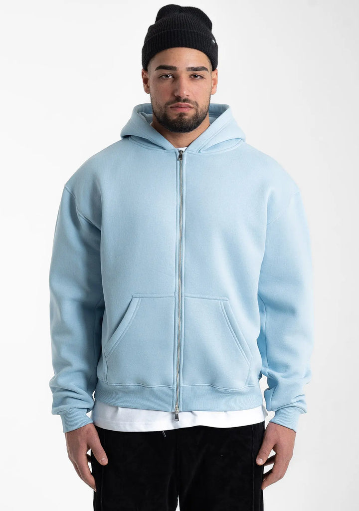 bright blue zip up hoodie