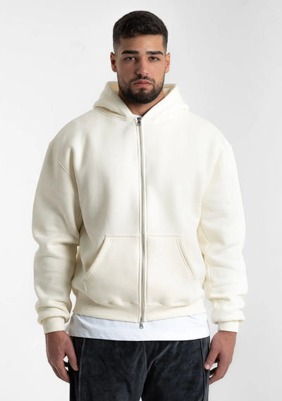 Full Zip Oversize Hoodie - Off White Straight Outta Cotton