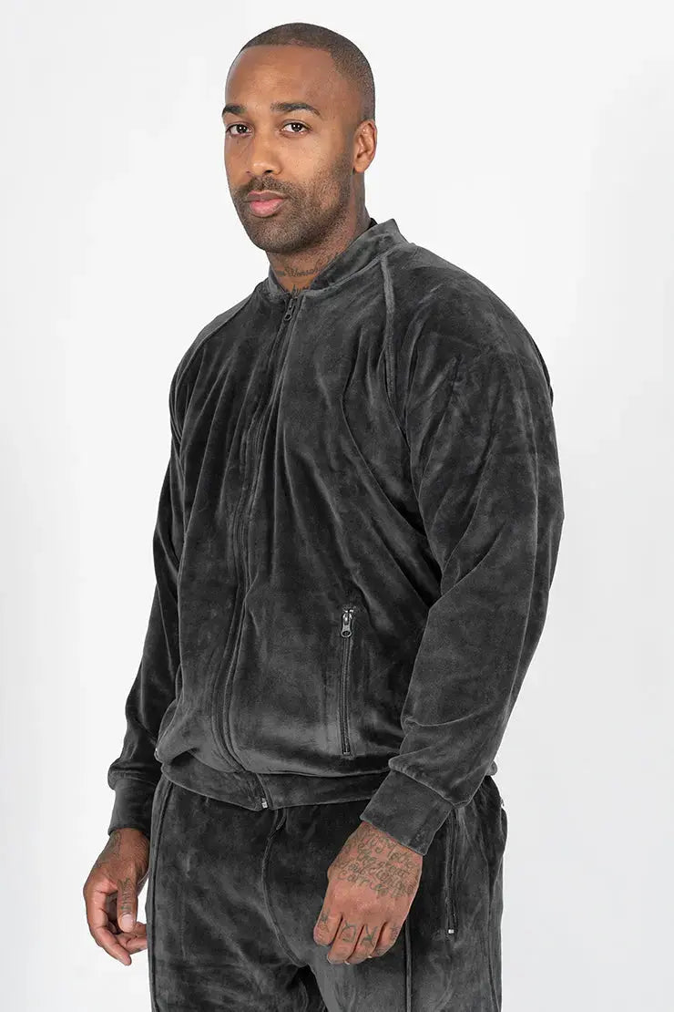 Velour Jacke - Slate Grey Straight Outta Cotton